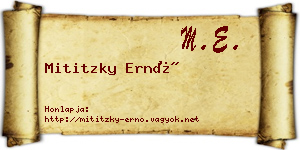 Mititzky Ernő névjegykártya